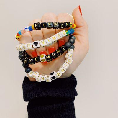 Custom word stretch bracelets