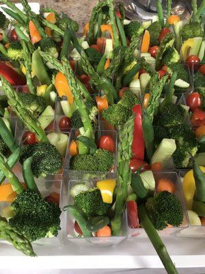 Crudités cups with citrus basil vinaigrette