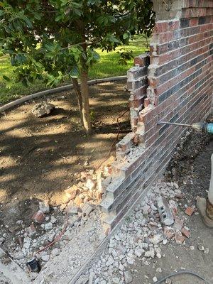 Retaining wall demolition.