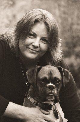 Terri Schanks and Huckleberry, our office Therapy Dog, leading retreats