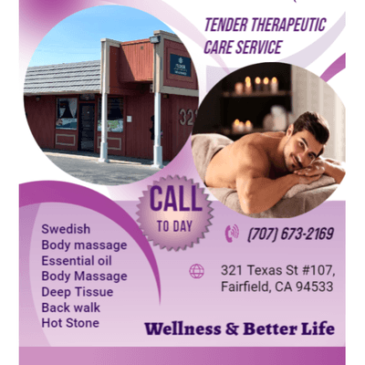 Tender Therapeutic Care Service
321 Texas St #107, Fairfield, CA 94533