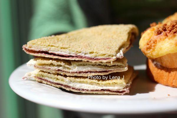 Special Bread ($3.80) - quite sweet. Very thin layers of bread with red bean paste, green pea paste, and cream.