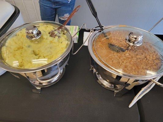 Potato salad & beans at a quinceanera we catered