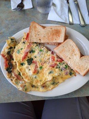 Garden omlete with white toast