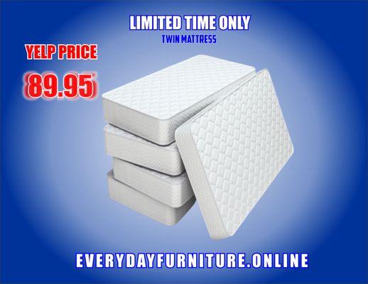 Ger the best prices on this twin mattress for yelp prices $89.95