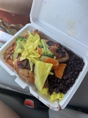 Black beans , pinto beans , vegetable mix, chicken wings