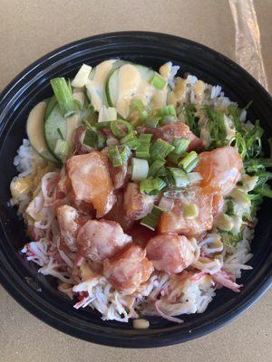 Tuna and salmon poke bowl.