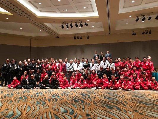 Our advance group and black belts taking their belt test at the Long Beach convention center.