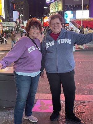 Auntie enjoying her first time in NYC at midnight after Dr. Bral fixed her front tooth.