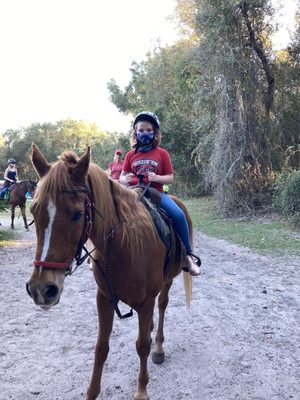 Tango is a sweet horse. We even got to feed treats to the horses. Bring apples or carrots for after your ride.