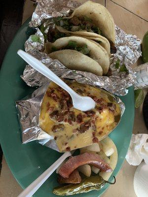 Combo with bistec tacos and 1/2 baked potato