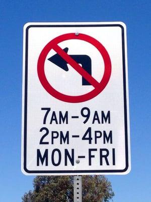 No left turn between these hours during the week.