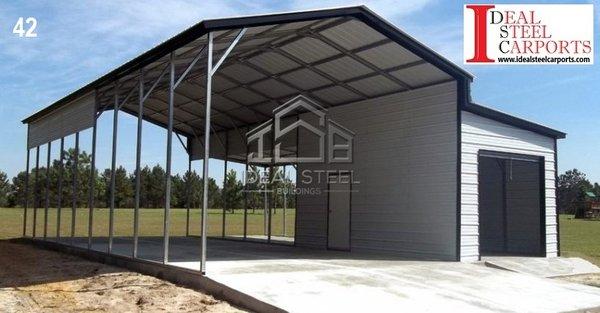 18x45x12 RV Carport + 12x20 enclosed storage + 12x25 Covered porch area.