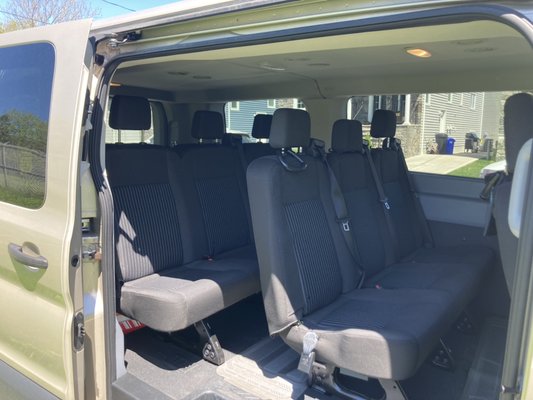 7 passenger Ford transit interior