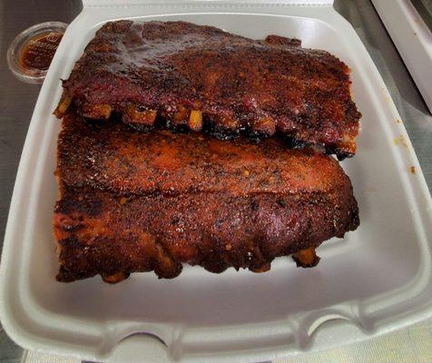 Look at those delicious glazed ribs.