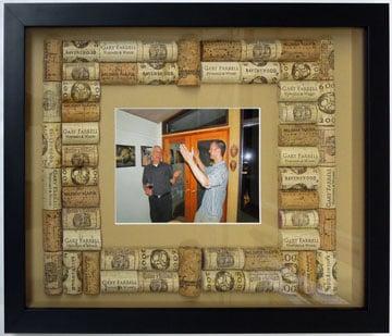 One of our ready-made shadowbox frames completes the unique presentation for this commemorative wine cork collage photo mat.