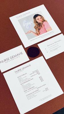 Nurse Gemavie | Service Menu & Business Cards