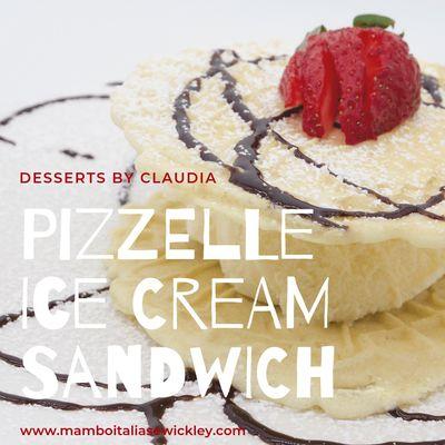 Available at Mambo Italia Sewickley. Pizzelle ice cream sandwich.