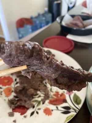 This is not "bulgogi" meat! Poorly butchered, not thinly sliced, not uniform in size! And extremely tough!