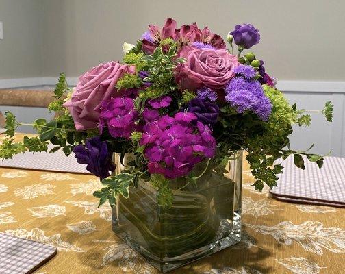 "Lavender, Purple, and Lime Green Cube" arrangement - standard size