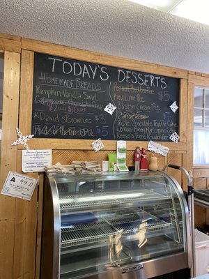 Dessert menu