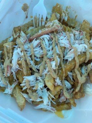 Loaded fries with snow crab