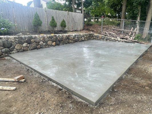 Cement base for kids playground halfway done!