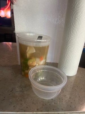 Wor Wonton Soup - small.  A large are two of these big containers.  Impressive amounts.