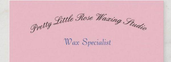 The back of the business card PRETTY LITTLE ROSE WAXING STUDIO