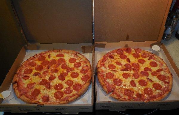 Made a 2nd visit and got their 2 large 14 inch, 1 topping pizzas for $15.99 - WAY better than any chain. MEGA cheese!