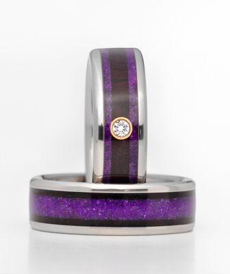 Purple Sugelite and Ebony Rings with or without a Diamond. Original Design by PK McCarthy