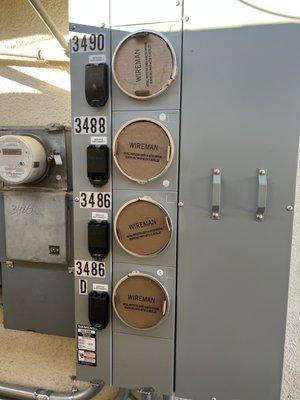 Main electrical panel for 4 unit apartment.