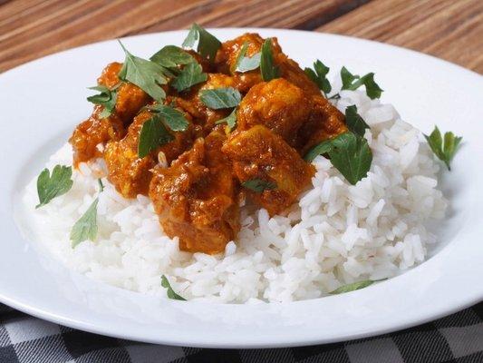 Rice with butter chicken