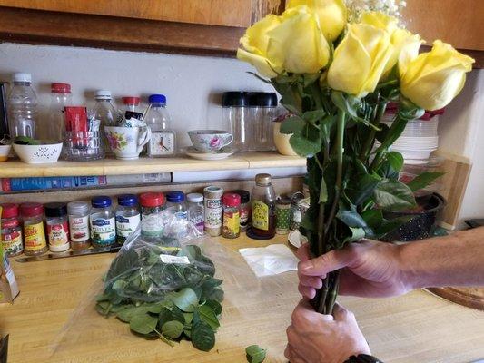 Spent over $15 on roses for my ma, almost all the leaves fell off when I unwrapped them to put in a vase...WTF fine fair.