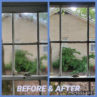 Before and after shots of windows