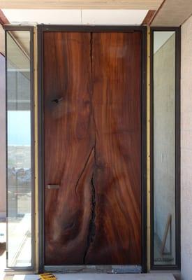 Solid black walnut front door Brent made for a La Jolla beach house.