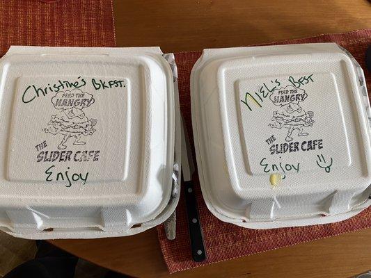 Every to go order includes a little handwritten message from the staff, and they even remembered both names!