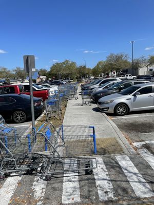 Something happened here... either a cart tornado or almost every person at Walmart in Lakeland is inconsiderate