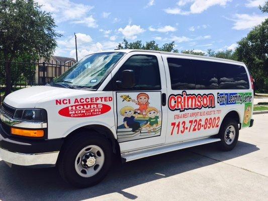 Crimson ELC van equipped with the "No Child Left Behind" Electronic Safety System