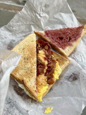 09-13-22 (sad) Bacon egg and cheese; butter and jelly