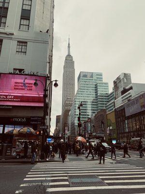 Great Location. 34th St. & 7th Ave. Close to Penn station, across the street from Macy's.