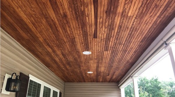 Completed ceiling, sealed with a clear coating