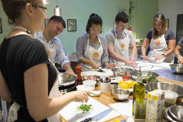 Cooking class in New York City. Our Soho NY kitchen classroom.