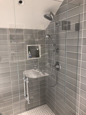 Another beautiful shower job with hand held shower and rainhead.