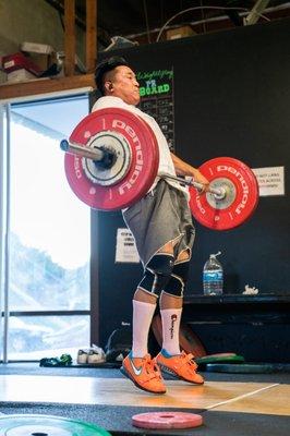 Legendary Athlete, Jeff,  throwing up some light weights!