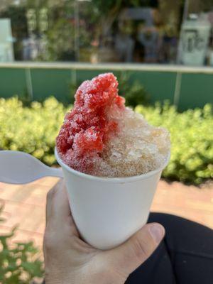 Medium Shaved Ice with cherry and sweet tea