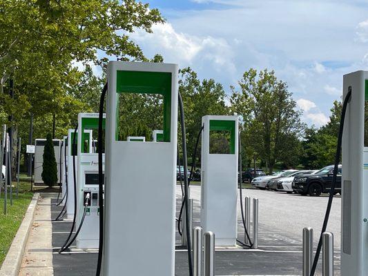 Ev chargers in the Wal-Mart parking lot.