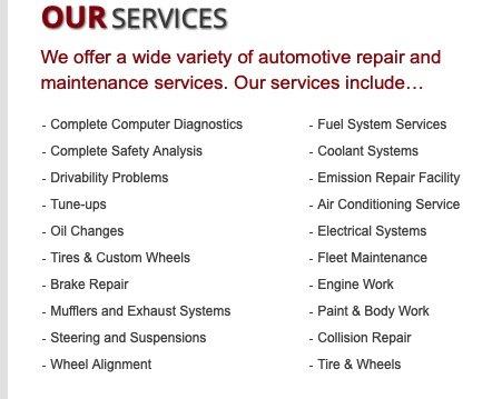 We offer a wide variety of services come and get your car fixed!