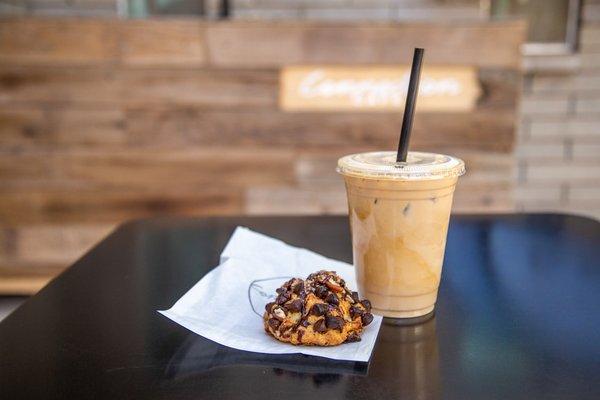 Fresh baked Scones and a classic iced latte.
 
 Follow us! www.instagram.com/connectioncafefcc
 www.facebook.com/connectioncafefcc