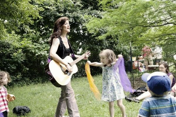 Birthday party entertainment with the help of Tanya's guitar Lucy and great dancing!